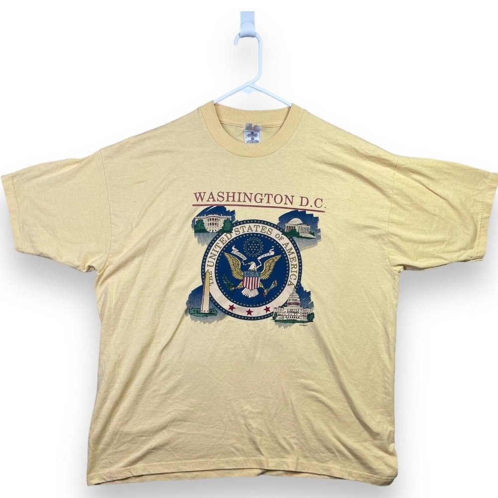 Washington D.C. T-Shirt Men's Size XXL Capitol Building & Monument Yellow